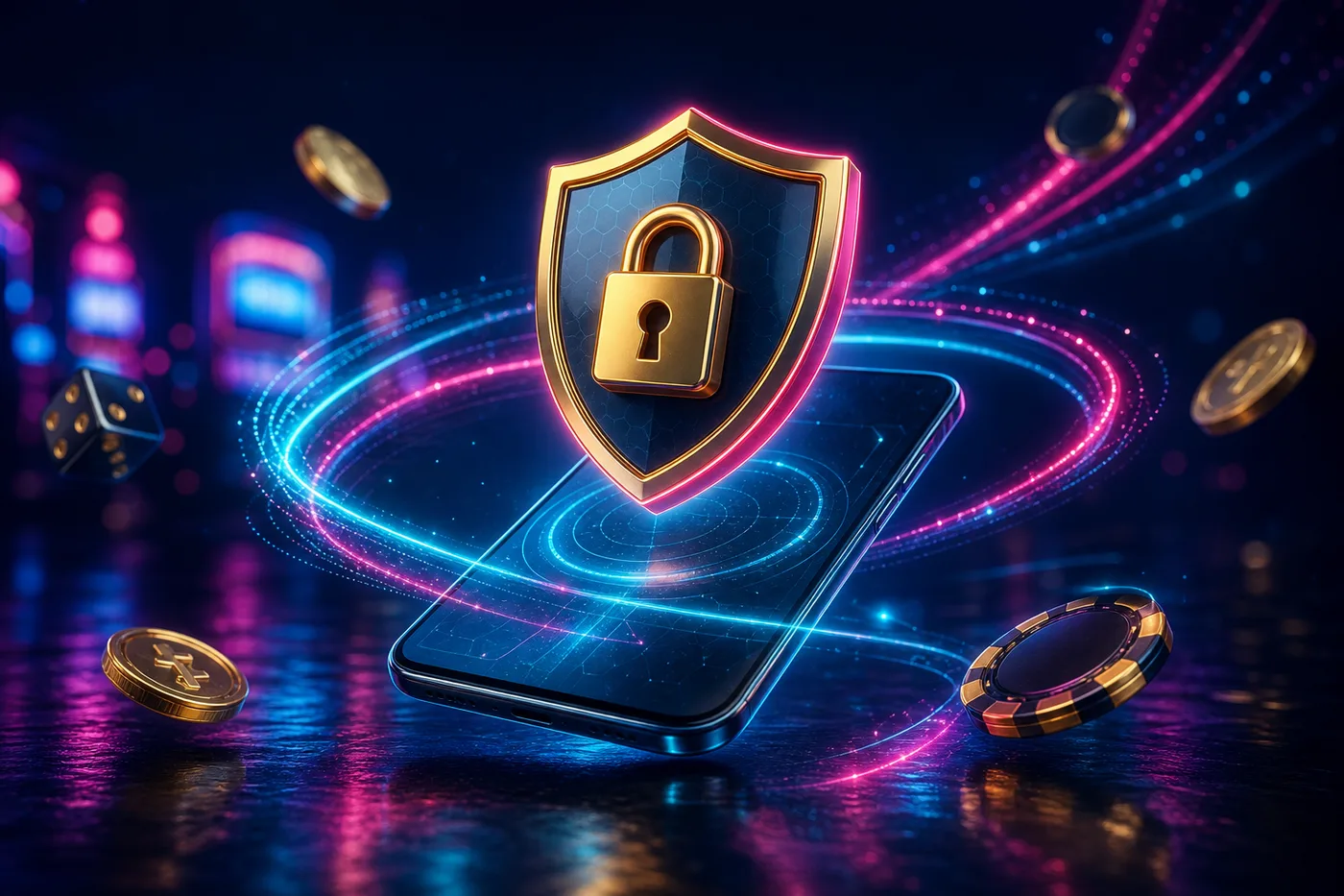 Tarcza ochrony danych z symbolem kłódki na ekranie telefonu